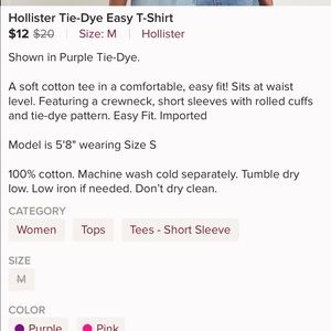 Hollister Tops - Hollister Tie Dye Shirt Hollister Tops - Hollister Tie Dye Shirt